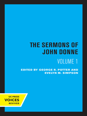 cover image of The Sermons of John Donne, Volume I